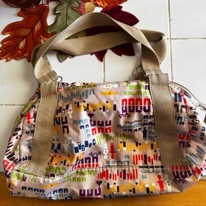 LE SPORTSAC Beige Colorful Robot Rainbow EXPANDABLE CROSSBODY TOTE BAG Limited